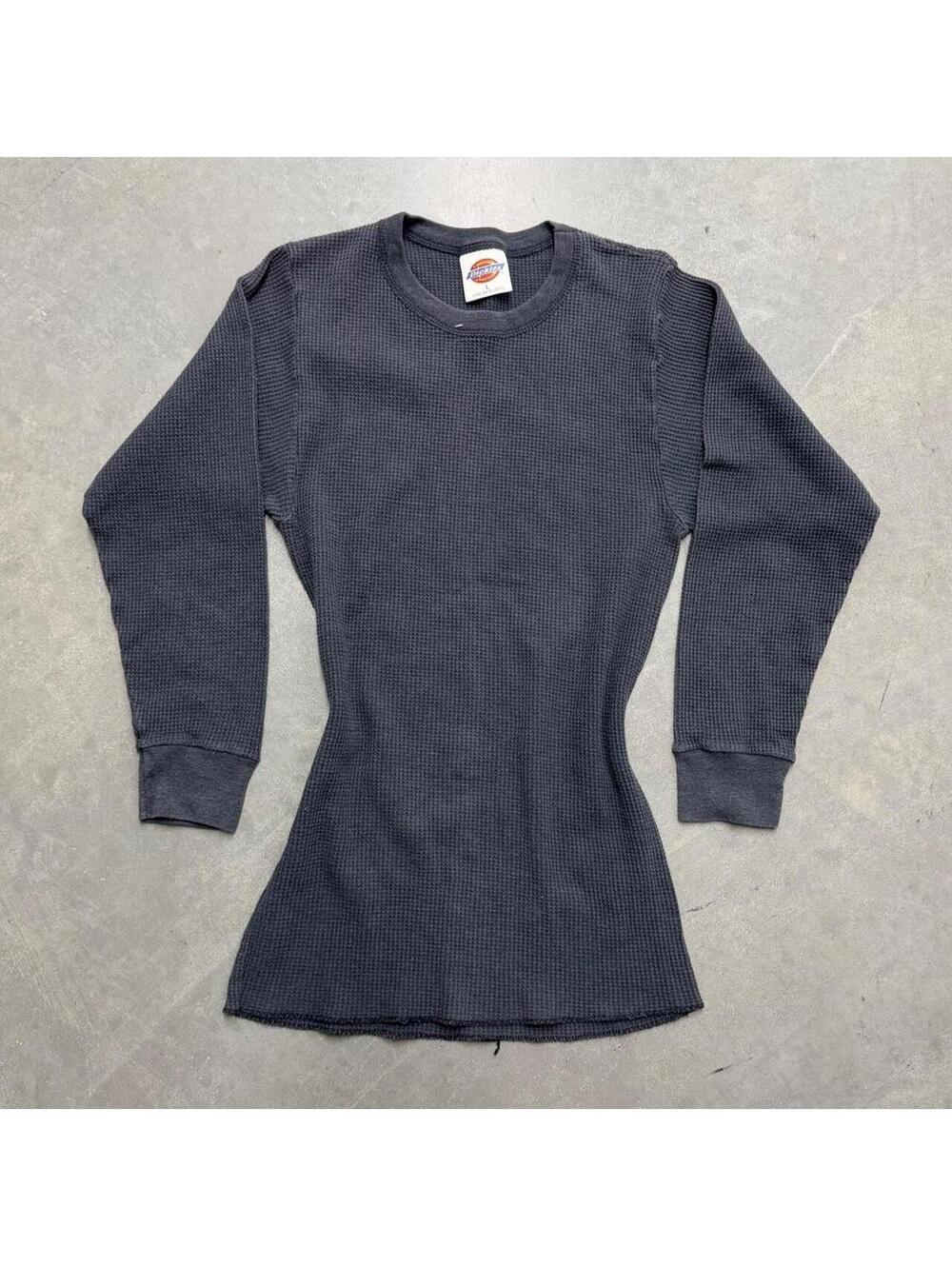 2000's Women's Gray Dickies Thermal Long Sleeve Shirt Sized Large
